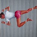 Oil on striped cotton fabric - 30x40cm - 2014